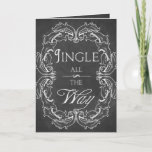 Chalkboard kerstkaart Aangepast Jingle alle Feestdagen Kaart<br><div class="desc">Chalkboardkerstkaart met persoonlijke voortekst om een persoonlijke,  elegante en trendy kaart naar uw familie en geliefden te sturen. Elegant,  feestelijk ontwerp met de kerstuitspraak "Jingle helemaal Way" op een  kartontextuur. De binnentekst is aanpasbaar!</div>