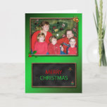 Chalkboard kerstkaart feestdagen kaart<br><div class="desc">Voeg je afbeelding toe aan een kerstkaart. Met een mooi inwendig versum is dit de perfecte kaart voor je familie om te sturen.</div>