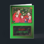 Chalkboard kerstkaart feestdagen kaart<br><div class="desc">Voeg je afbeelding toe aan een kerstkaart. Met een mooi inwendig versum is dit de perfecte kaart voor je familie om te sturen.</div>