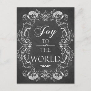 Chalkboard kerstkaart Joy to World Feestdagenkaart