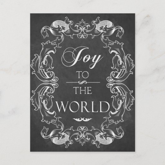 Chalkboard kerstkaart Joy to World Feestdagenkaart (Voorkant)
