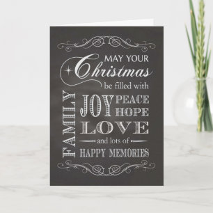 Chalkboard - Kerstmis gevuld met Joy Peace Hope Feestdagen Kaart