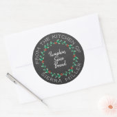 Chalkboard Kerstmis Holly krans keuken traktaties Ronde Sticker (Envelop)