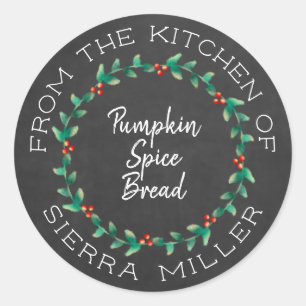 Chalkboard Kerstmis Holly krans keuken traktaties Ronde Sticker