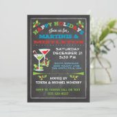Chalkboard Kerstmis Mistletoe en Martinis PARTY Kaart (Staand voorkant)