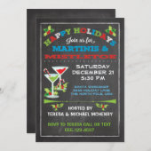 Chalkboard Kerstmis Mistletoe en Martinis PARTY Kaart (Voorkant / Achterkant)