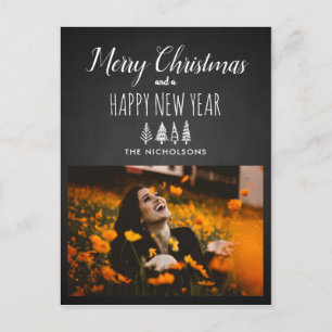 Chalkboard Kerstmis & Nieuwjaar Vakantiefoto Feestdagenkaart
