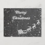 Chalkboard Kerstmis |  Sinterklaas Sleigh Feestdagenkaart<br><div class="desc">Schone en eenvoudige kerstkaart met een kerstman in zijn slee met zijn vliegende rendier. Beschikbaar als een platte kaart en briefkaart. Ik wens jullie allemaal een prettig kerstfeest en gelukkig nieuwjaar!</div>