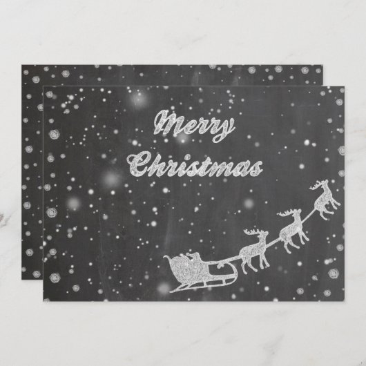 Chalkboard Kerstmis |  Sinterklaas Sleigh Feestdagenkaart (Voorkant / Achterkant)