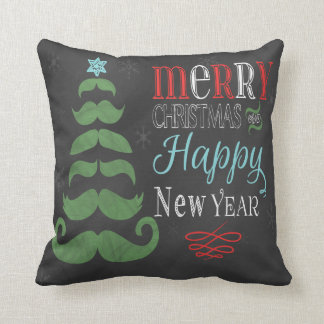 Chalkboard Kerstmustache Novelty Pillow Kussen