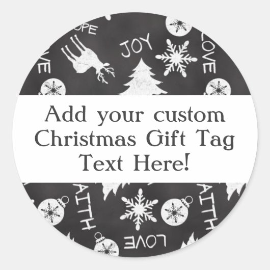Chalkboard kerstpatroonfeestdag cadeau Label (Voorkant)