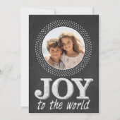 Chalkboard kersttypografie Foto Joy World Feestdagenkaart (Voorkant)