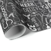 Chalkboard kersttypografie omslagpapier cadeaupapier (Rol Hoek)