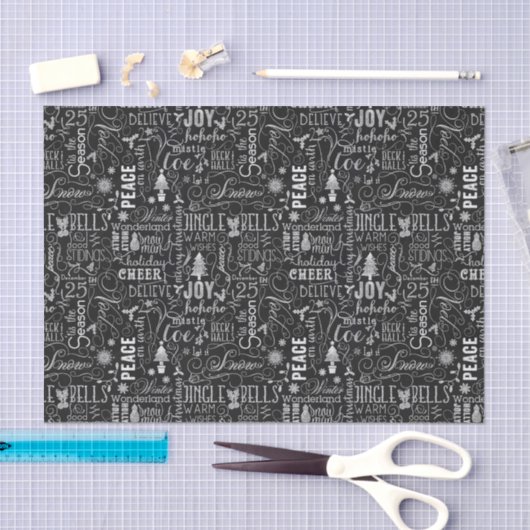 Chalkboard kersttypografisch weefselpapier tissuepapier (Craft)