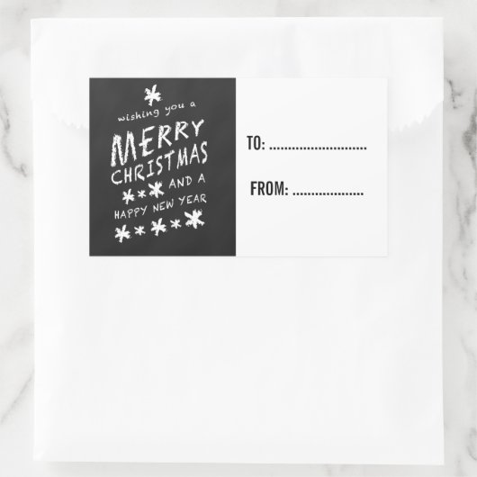CHALKBOARD KERSTVAKANTIE CADEAUBONNEN RECHTHOEKIGE STICKER (Tas)