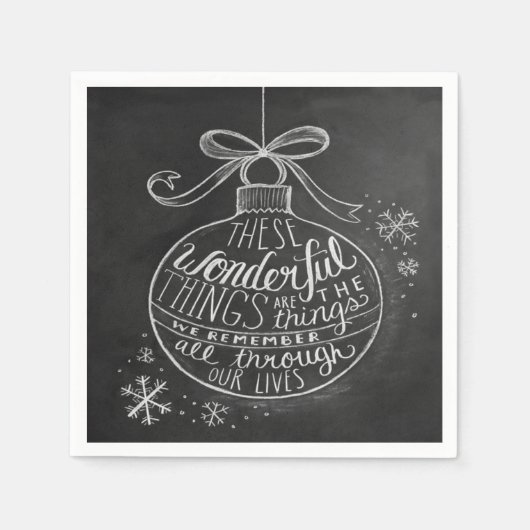 Chalkboard kerstvakantie Ornament servetten (Voorkant)
