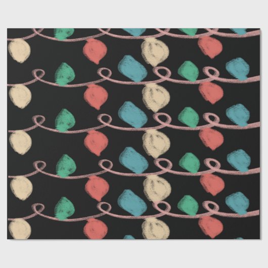 Chalkboard kerstverlichting Doodles Cadeaupapier (Vlak)