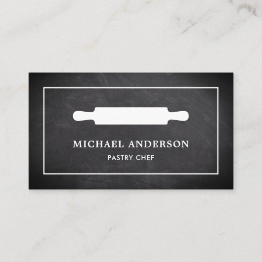 Chalkboard Keuken Witte Rolling Pin Pastry Chef Visitekaartje (Voorkant)