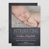 Chalkboard Kijk Birth Announcement - Roze Aankondiging (Voorkant / Achterkant)