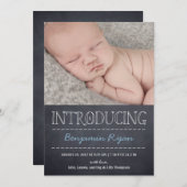 Chalkboard Kijk Birth Announement - Blue Aankondiging (Voorkant / Achterkant)