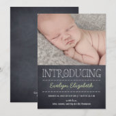 Chalkboard Kijk Birth Announement - Green Aankondiging (Voorkant / Achterkant)