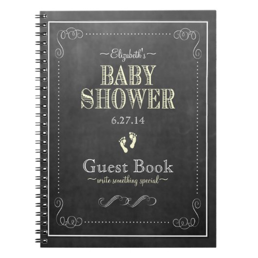 Chalkboard Kijk Geel Baby shower Guest Book Notitieboek (Voorkant)