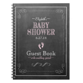 Chalkboard Kijk roze Typografie Baby shower Notitieboek