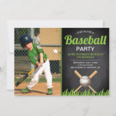 Chalkboard Kinder Baseball Birthday Party Foto Kaart (Voorkant)