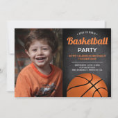 Chalkboard Kinder Basketball Birthday Party Foto Kaart (Voorkant)
