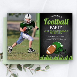 Chalkboard Kinder Football Birthday Party Foto Kaart