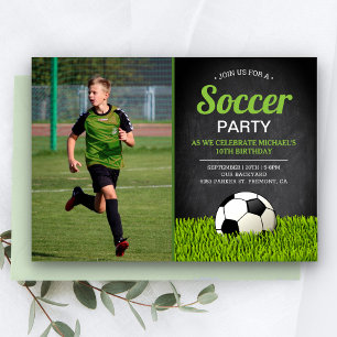 Chalkboard Kinder Voetbal Birthday Foto Kaart