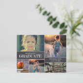 Chalkboard Kindergarten Afstuderen Foto Collage Aankondigingskaart (Staand voorkant)
