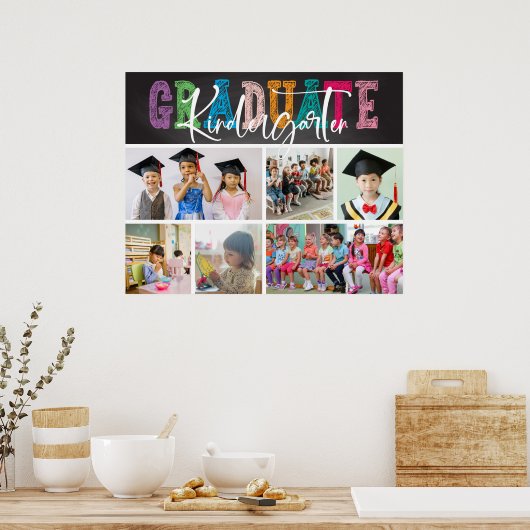 Chalkboard Kindergarten Afstuderen Foto Collage Poster (Keuken)