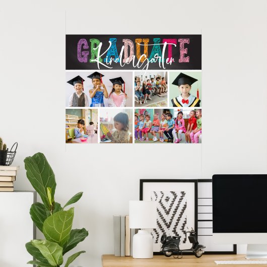 Chalkboard Kindergarten Afstuderen Foto Collage Poster (Thuiskantoor)