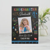 Chalkboard Kindergarten Afstuderen Foto Kaart (Staand voorkant)