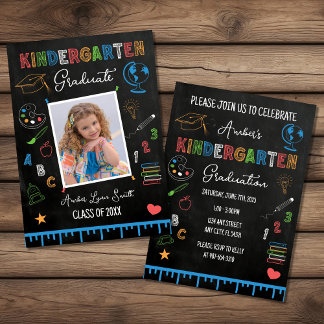 Chalkboard Kindergarten Afstuderen Foto Kaart