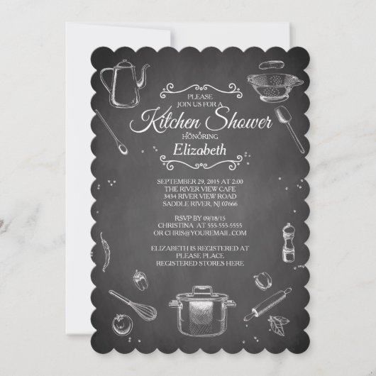 Chalkboard Kitchen Bridal Shower Kaart (Voorkant)