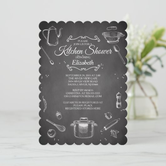 Chalkboard Kitchen Bridal Shower Kaart (Staand voorkant)