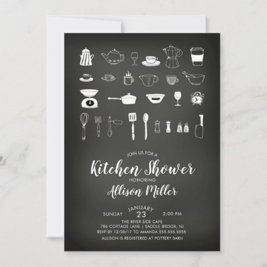 Chalkboard Kitchen Bridal Shower Kaart (Voorkant)
