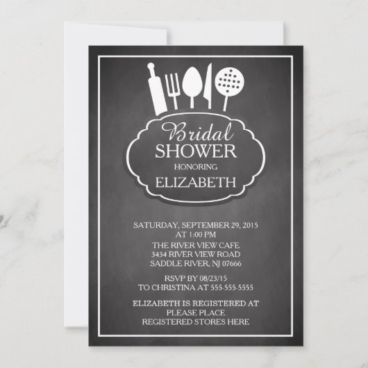 Chalkboard Kitchen Bridal Shower Kaart (Voorkant)