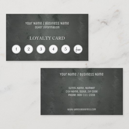 Chalkboard klantenkaart voor gebondenheid klantenkaartje (Voorkant / Achterkant)