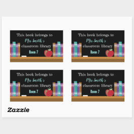 Chalkboard klaslokaal bibliotheek boekenplaten rechthoekige sticker
