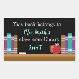 Chalkboard klaslokaal bibliotheek boekenplaten rechthoekige sticker