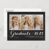 Chalkboard Klasse van 2025 Photo Collage Afstudere Aankondigingskaart (Voorkant / Achterkant)