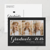 Chalkboard Klasse van 2025 Photo Collage Afstudere Aankondigingskaart (Voorkant / Achterkant)