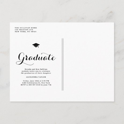 Chalkboard Klasse van 2025 Photo Collage Afstudere Uitnodiging Briefkaart (Achterkant)