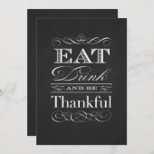  Chalkboard Klassieke Thanksgiving Dinner Kaart (Voorkant / Achterkant)