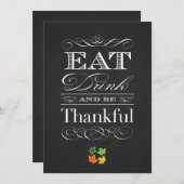  Chalkboard Klassieke Thanksgiving Dinner Kaart (Voorkant / Achterkant)