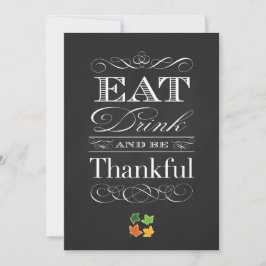  Chalkboard Klassieke Thanksgiving Dinner Kaart