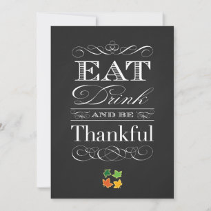 Chalkboard Klassieke Thanksgiving Dinner Kaart